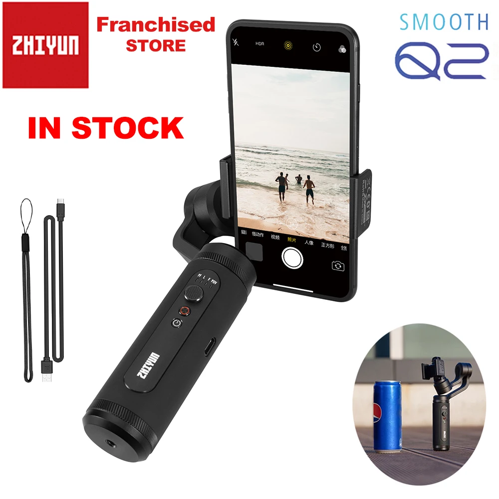 

Zhiyun Smooth Q2 Pocket Size Portable 3-Axis Smartphone Handheld Gimbal Aluminum for iPhone 11 Pro Max XS X 8 other Mobile Phone