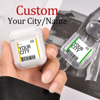 

For airpod case Custom Name and City Cool Street Clear Transparent Soft Case For Air Pods DIY Customized Letters And Pattern