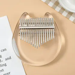 Kalimba thumb piano 17 Key  Musical Instrument for Beginner Transparent Kitten and Colorful Bear New 2021
