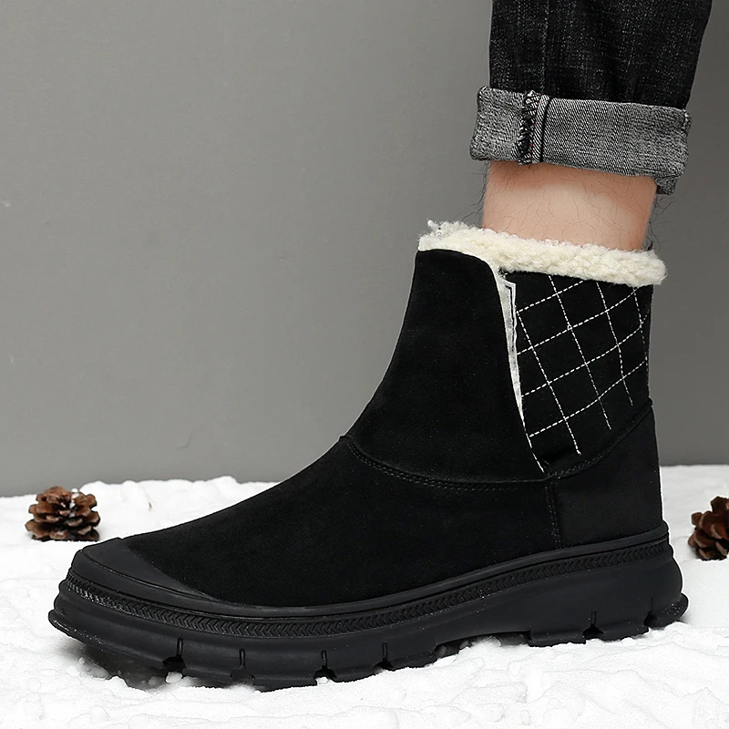 Высокие теплые мужские зимние ботинки из замши и кожи; водонепроницаемые зимние ботинки на резиновой подошве; военные ботинки; мужские кроссовки; тактические ботинки