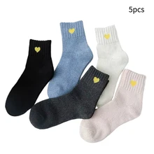 5 пар повседневных дышащих модных удобных Ретро осенне-зимних женских носков утолщенная теплая смесь хлопка средней длины мягкие эластичные