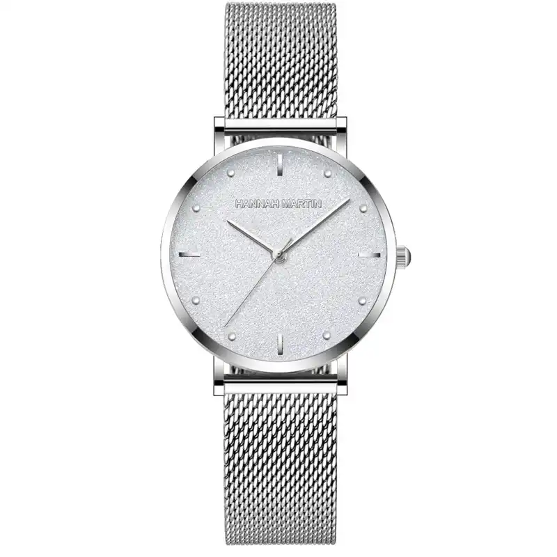 Hanna Martin Silber Uhr Stahl Mesh Band Damen Uhren Luxus Marke Quarz Armbanduhren Mode Armband Weiblichen Uhr Geschenk Damenuhren Aliexpress