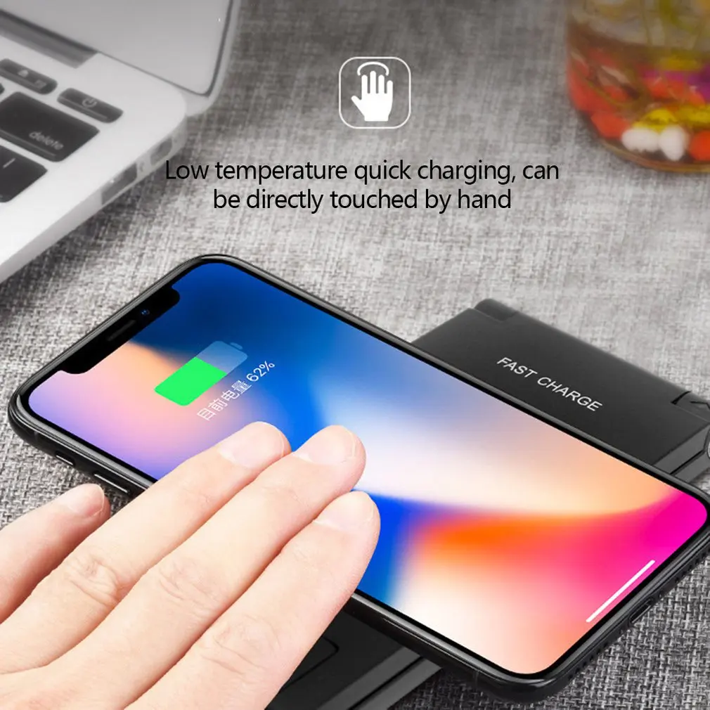 Universal Thin Wireless Charger Pad Fast Charging Ultra Thin Aluminum Mat With Ring For Mobile Phone