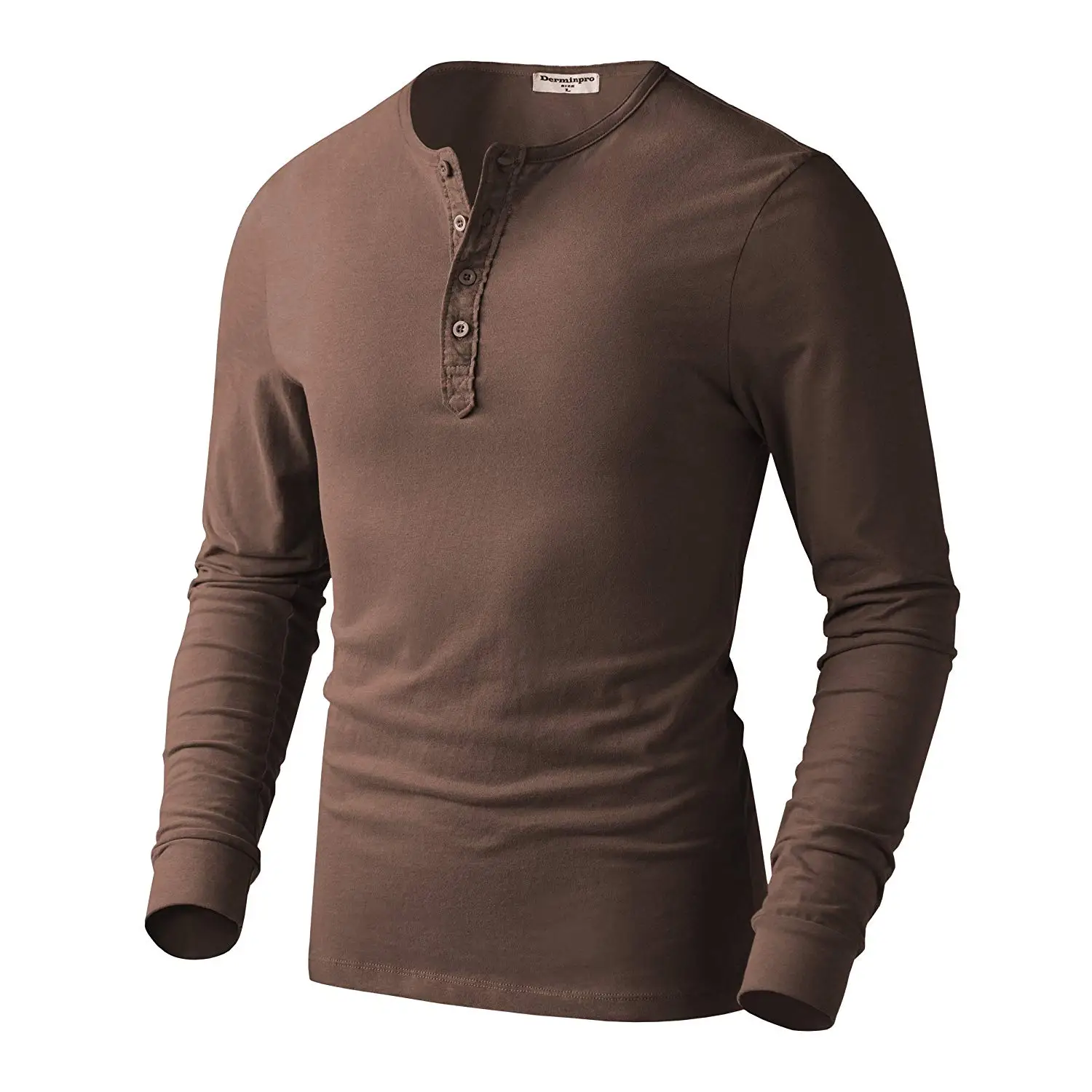 

BM1037 Men's Henley Cotton Casual Long Sleeve Lightweight Basic Thermal T-Shirts