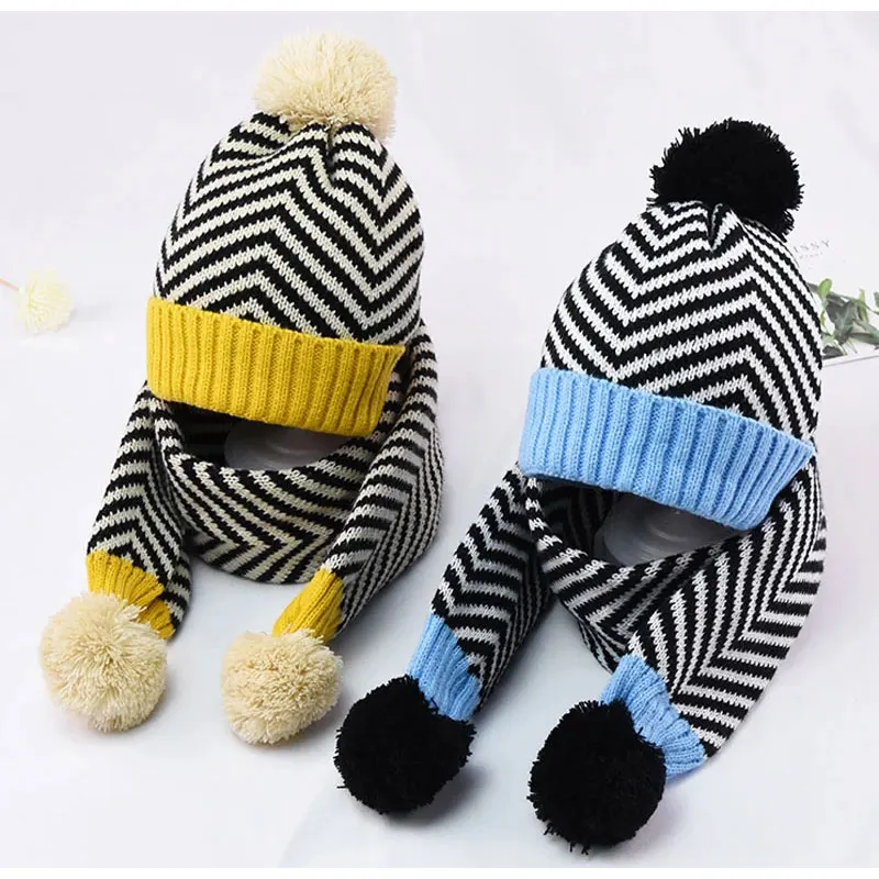 Set Invierno Niños SK Studio - Gorro Térmico Con Pompón, Guantes Y Bufanda Para Edad 6-10 Años