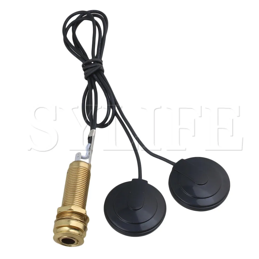 Двойной датчик Mandolin Piezo контактный микрофон звукосниматель Золотой 6 35 мм разъем |