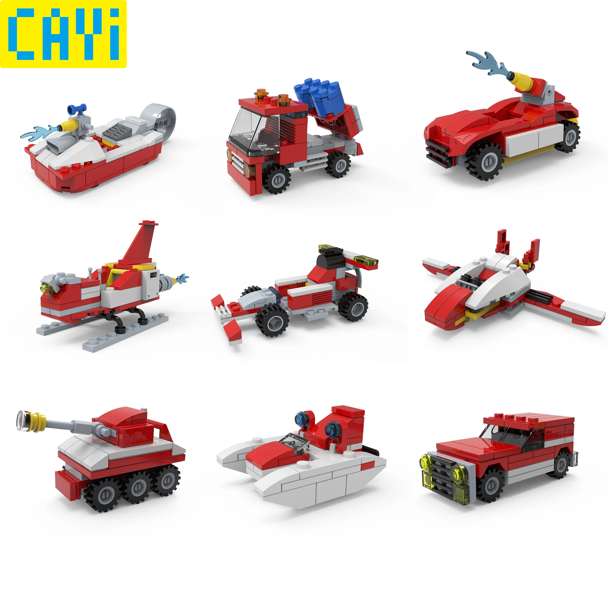 Najtaniej CAYI 639 sztuk połączone zestawy deformacji LegOINGs City Fire Fighting samochodów łódź helikopter samolot klocki prezenty edukacyjne