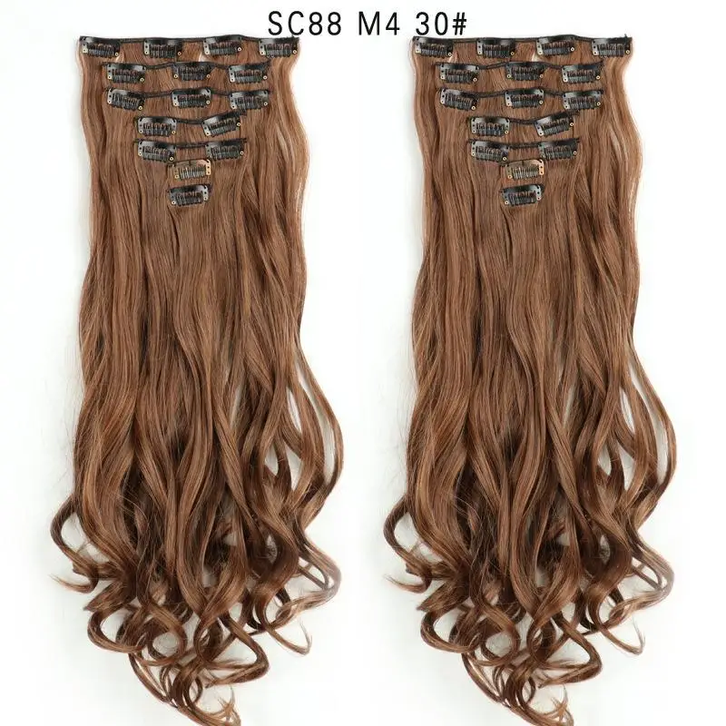 MERISI HAIR 22 синтетические волосы с глубокой волной, термостойкий светильник, коричневый, серый, блондин, женский набор для наращивания волос на заколках, волосы с эффектом омбре - Цвет: Естественный цвет