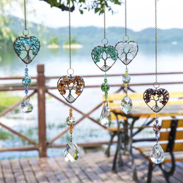 Fenêtres en cristal Suncatcher, 3 pièces décoration pendentif en cristal  arbre de vie