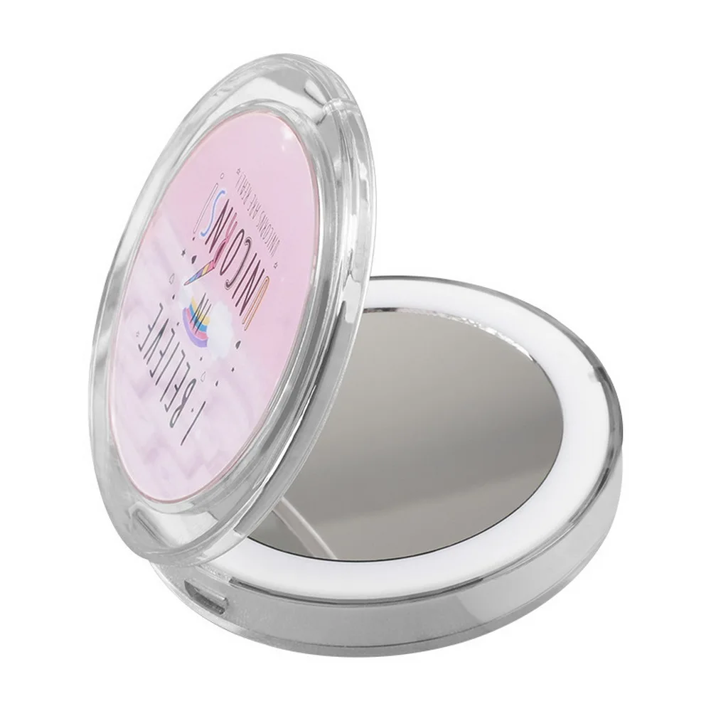 Led зеркало для макияжа с подсветкой мини зеркало туалетное увеличительное Spiegel компактное ручное складное маленькое портативное карманное зеркало