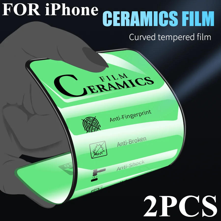 Full Glue Soft Glass for IPhone 12 Pro Max XS XR X 8 7 6S Plus PET Ceramics Ultrathin Screen Protector for IPhone 11Pro Max 2PCS afbeelding