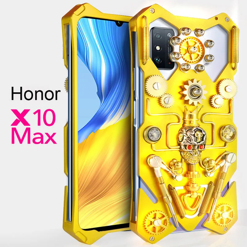 7 09 ударопрочный Золотой металлический чехол с черепом сделай сам для Huawei Honor X10 Max