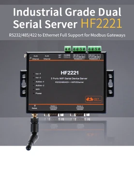 

HF2221 Industrial Modbus 2Ports Serial Server RS232/RS485/RS422 to WiFi Ethernet Device Converter Connector Unit