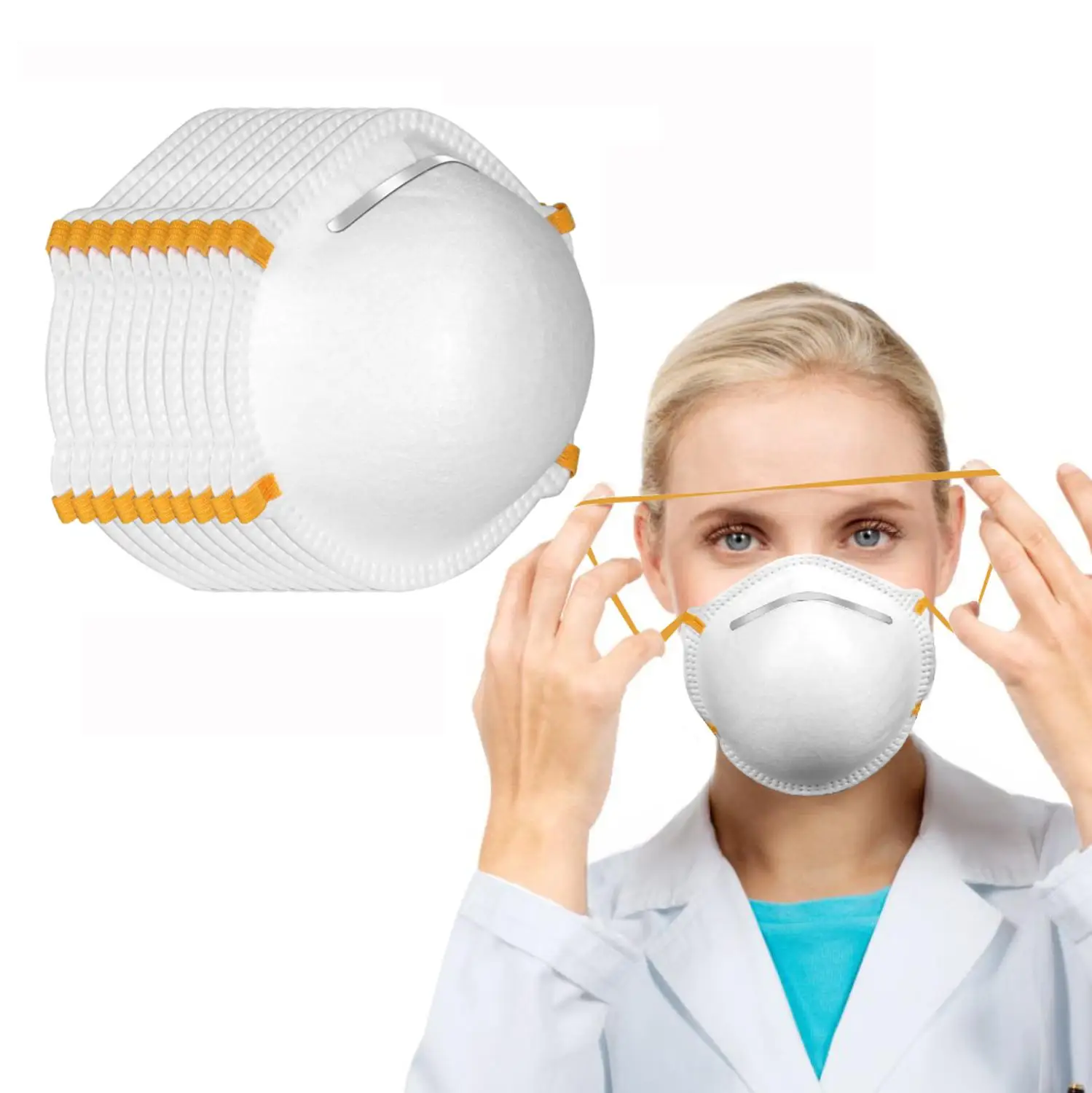 

10pcs KN95 Anti Droplets 3 Filters Dust Mask 95% Filtration Anti Bacterial FFP2 PM2.5 Protective Cover Unisex Reuses Masks