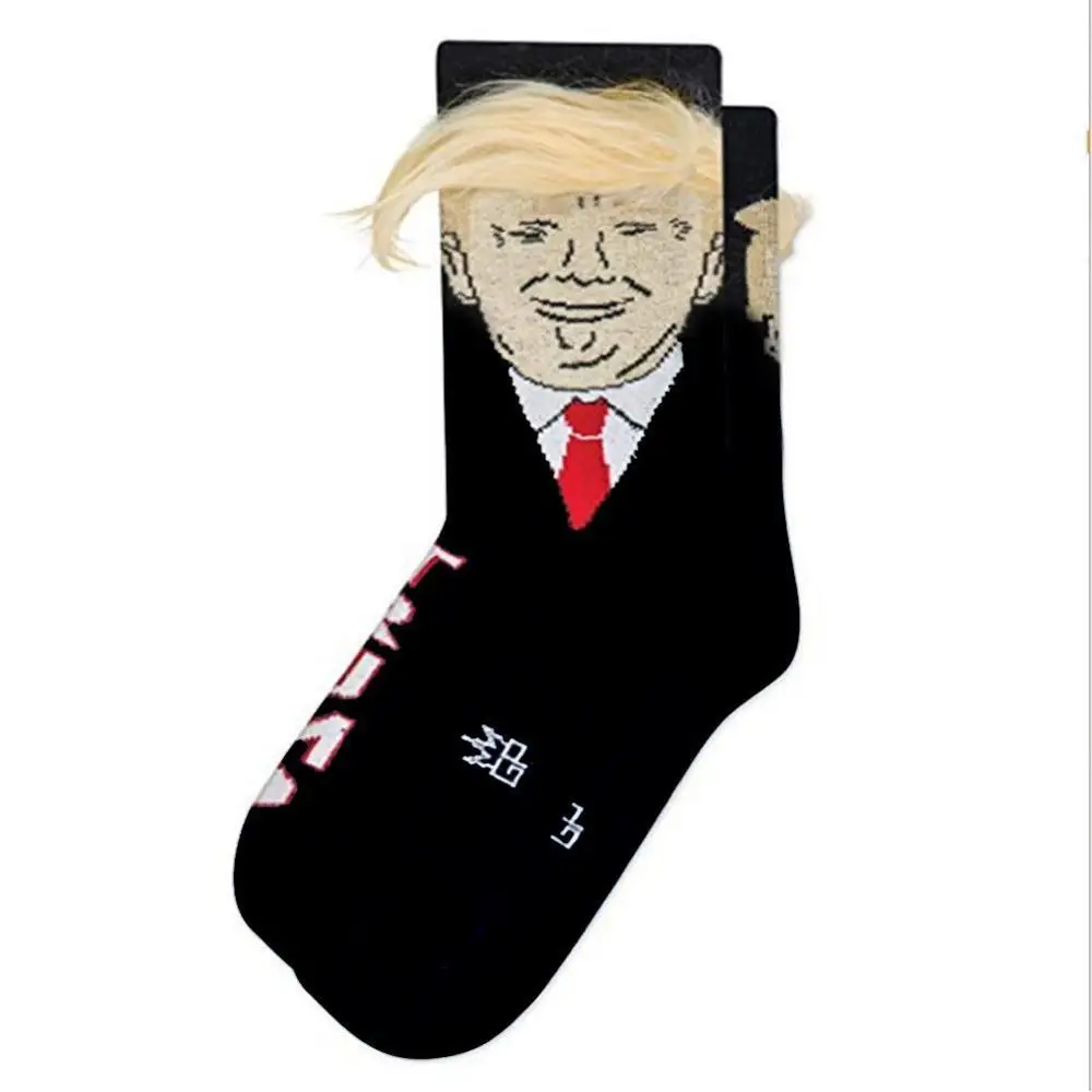 as the picture Дональд Трамп 3D искусственный мех толстые короткие носки унисекс для взрослых с принтом Повседневное нескользящих носочков Лидер продаж, носки в стиле хип-хоп носки для мужчин - Color: as the picture