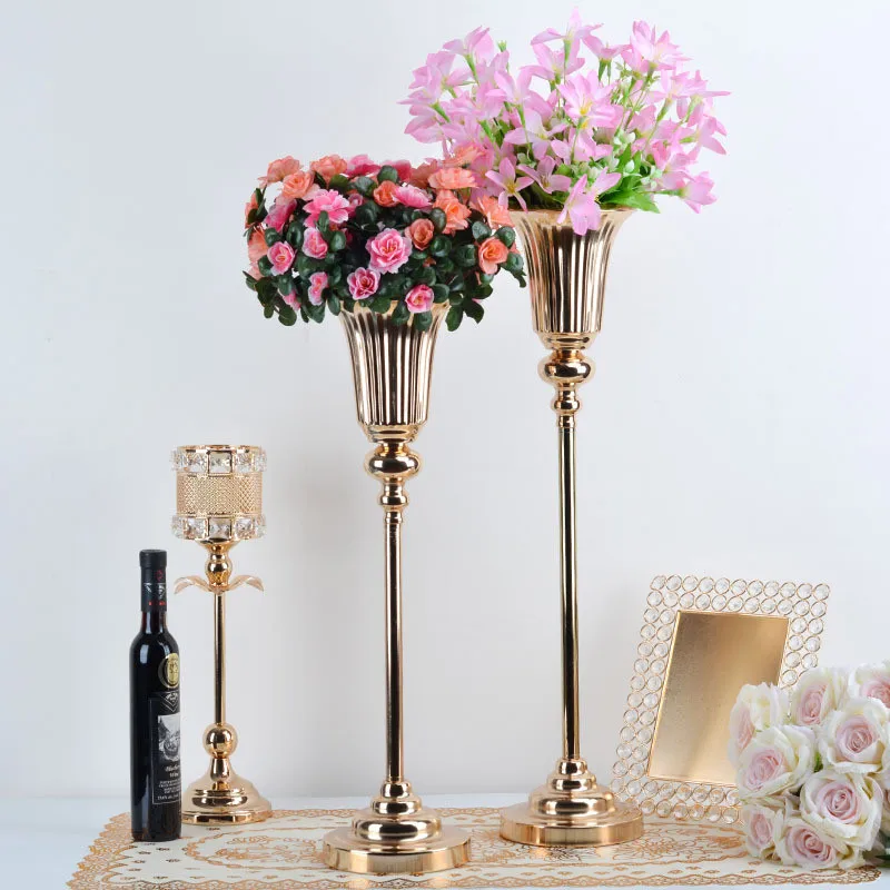 Metal Candle Holders Flowers Vase Candlestick Road Lead Candelabra Centerpieces Wedding porps Christmas decoration | Дом и сад
