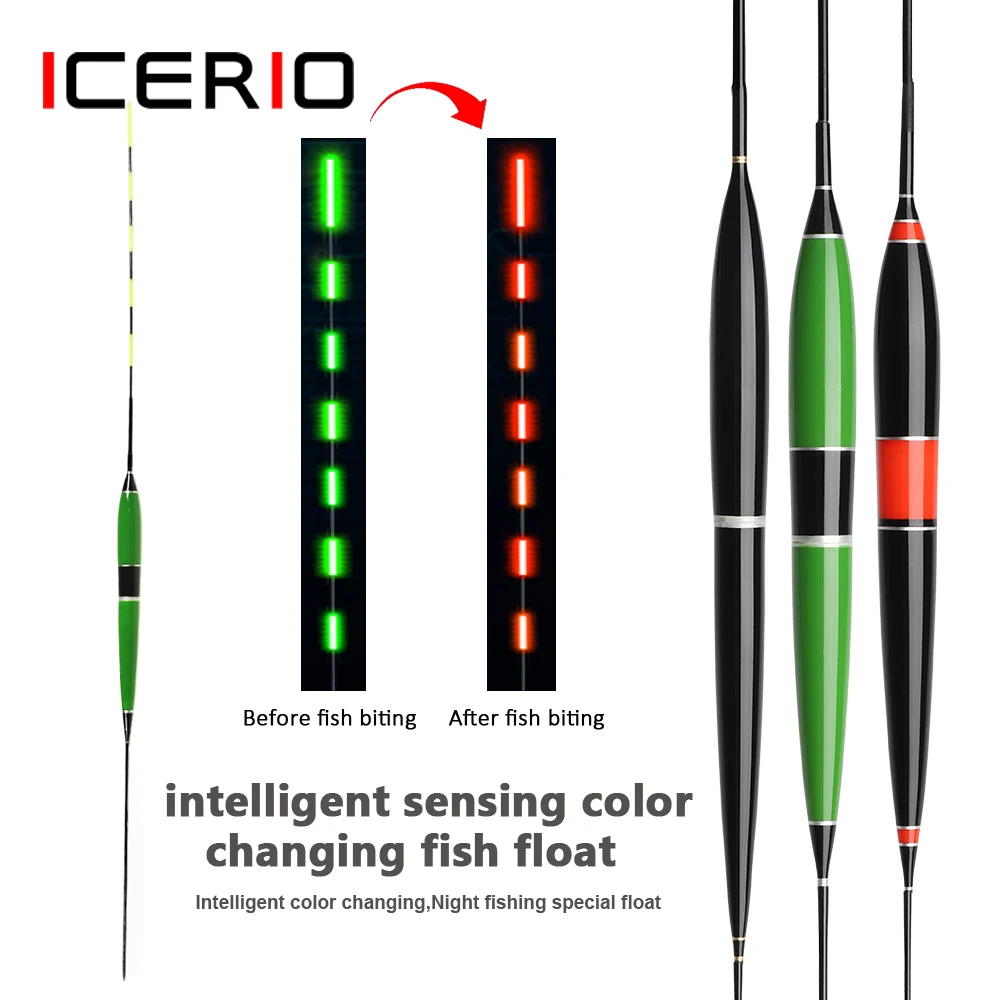 

ICERIO Carp Fishing Smart LED Float Luminous Glowing Float Fish Bite Automatically Remind Electric Fishing Buoy with Battery