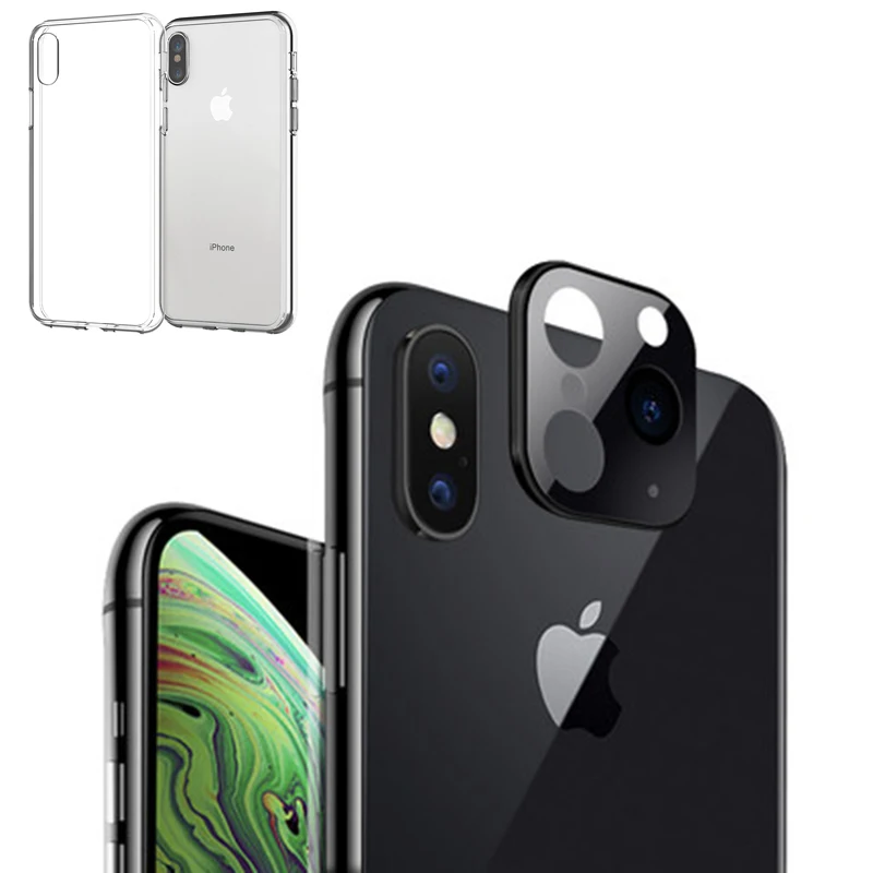Подходит для iPhone Apple X XS MAX секундная смена 11Pro для iPhone 11 PRO MAX наклейка на рассеиватель камера из титанового сплава с Чехол - Цвет: Black With Case