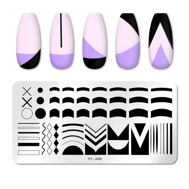 Nail Art Stainless Steel Printing Plate Blue Film Steel Plate Geometric Flower Series Painted Printing Transfer Template Nails PY-J026