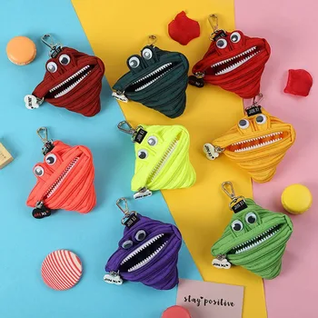 

1 PC Mini Funny Zipper Teeth Rhombus Coin Purse Creative Cartoon Comic Cloth Coin Packet Polyester Cotton Zipper Coin Purse New