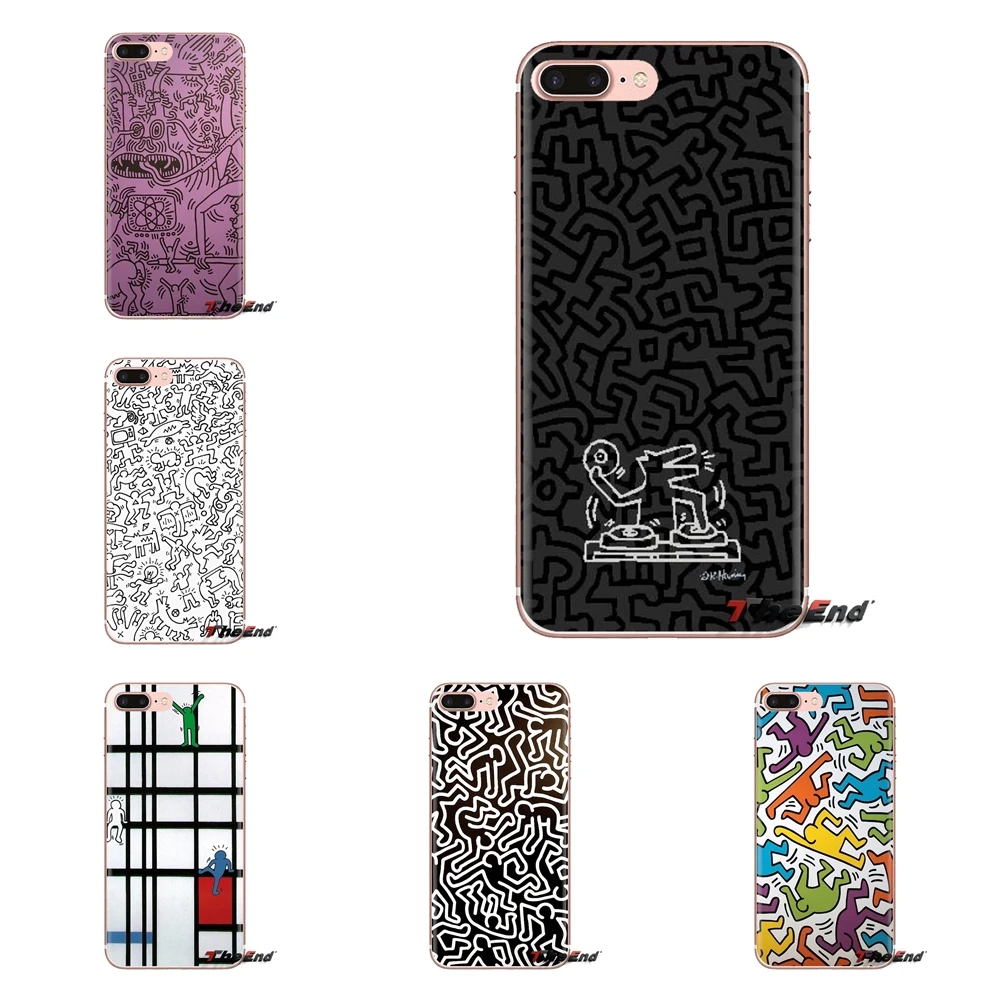 Для iPod Touch Apple iPhone 4 4s 5 5S SE 5C 6 6S 7 8 X XR XS Plus MAX прозрачный мешок TPU чехол Keith Haring работает