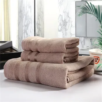 

3 Pcs/Set Bamboo Fiber Towel Set Men Absorbent Beach Bath Towel For Washcloth Solid Bathroom Furniture Home Textile Badhanddoek