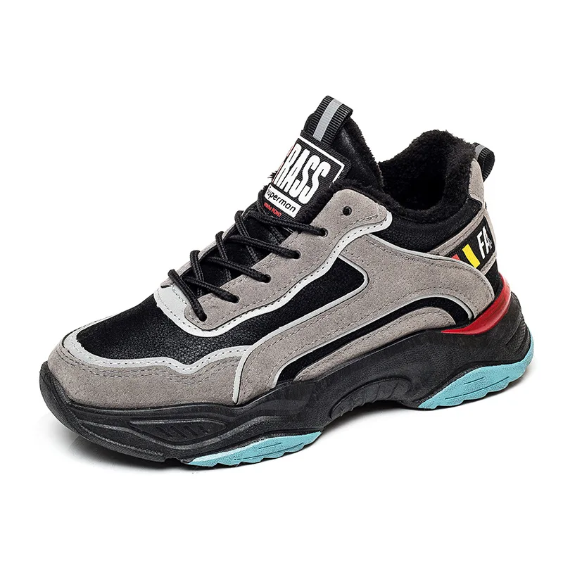 Gray Winter Platform Sneakers Women New Shoes Woman black Sneakers Ladies Students Casual Shoes Plush Warm Autumn Dad Shoes Fur - Color: Gray