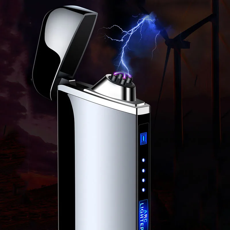 Электрическая зажигалка с подключением к USB Finger print Touch Fire электронная плазменная двойная дуговая Зажигалка Ветрозащитная металлическая зажигалка для сигарет мужской подарок