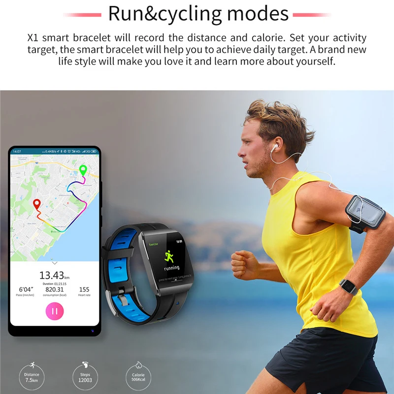 Eseed X1 Smart watch men IP68 Waterproof 30 Days Long Standby 1.3 inch Alloy watch case Heart Rate Monitor for android ios