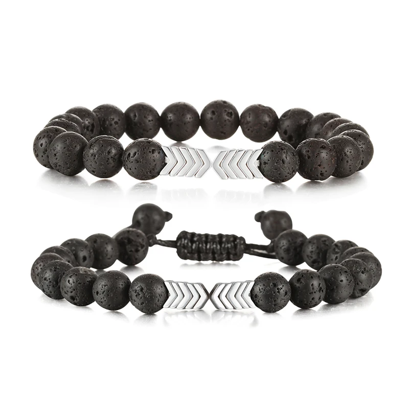 New Volcanic Lava Stone Essential Oil Diffuser Bracelets Natural Arrow Beads Braided Bracelet For Men Women Chakra Jewelry | Украшения и