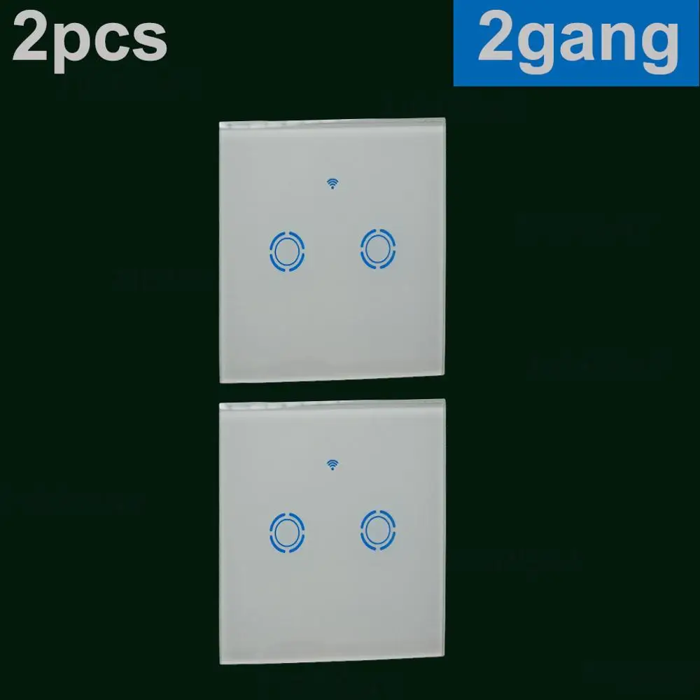 2PCS EU 2 gang Умный светильник, сенсорный выключатель, ЕС, Великобритания, Wi-Fi разъем, беспроводная настенная розетка, пульт дистанционного управления, приложение Tuya Alexa Google Home Assistant IFTTT - Цвет: 2PCS EU 2 gang