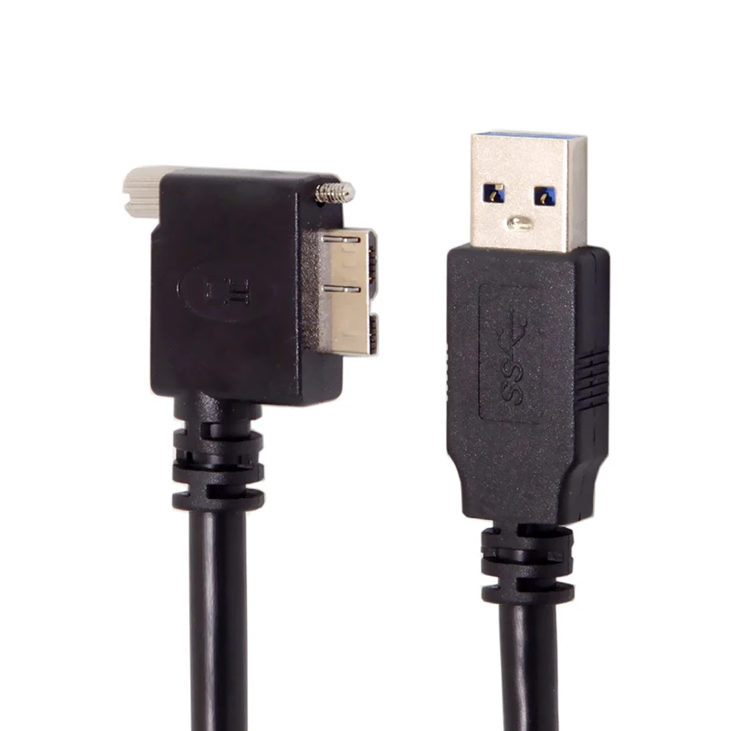 5 м Micro USB 3,0 кабель 90 градусов под прямым углом Micro USB, винт с креплением на 3,0 кабель для передачи данных для Nikon D800 D800E промышленной камеры - Цвет: Right angle
