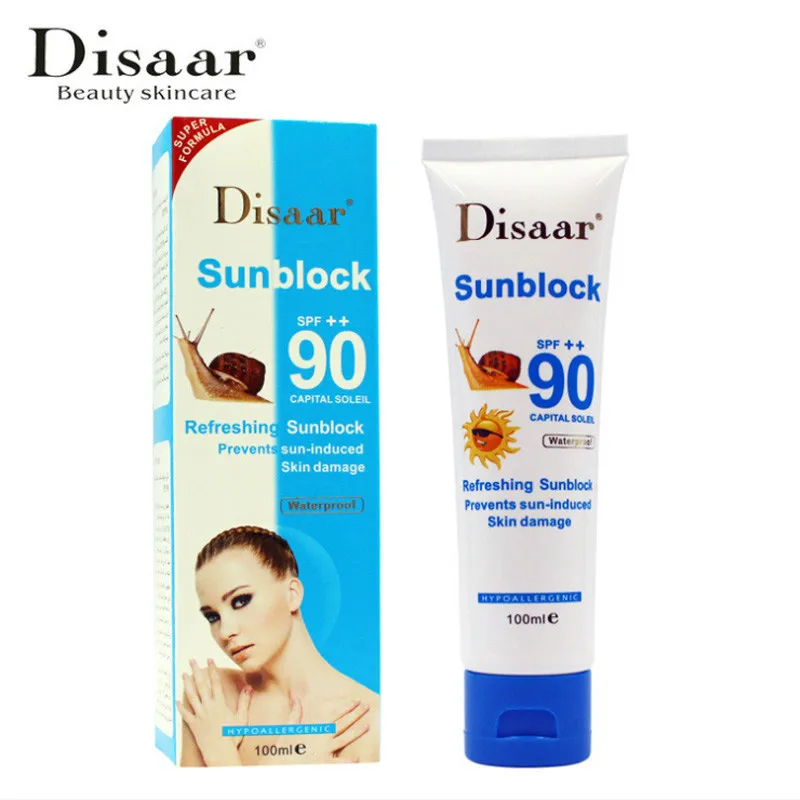 Солнцезащитный крем Disaar для лица с экстрактом улитки SPF ++ 90 предотвращает