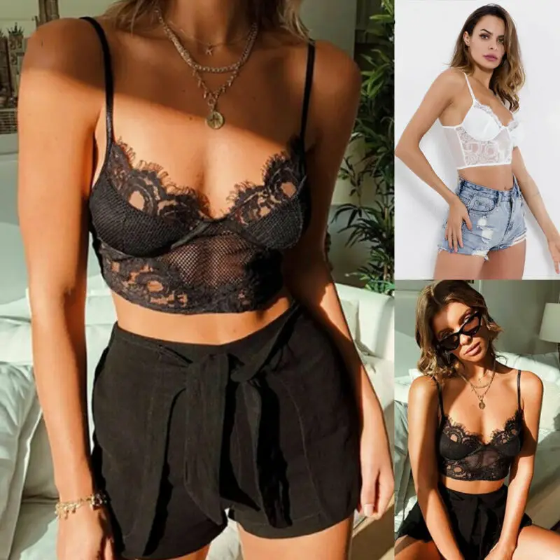 Женский кружевной Цветочный укороченный Топ Bralette Bralet Бюстгальтер Бюстье Cami мягкие безрукавки