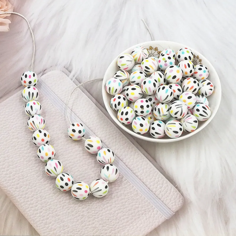 Chenkai 50PCS 15mm Red Ball Print Silicone Beads Baby Round Shaped Bead Teething BPA Free DIY Sensory Chewing Toys Accessories 48 H2f73aac8d5ff4f76971735533e0acbf9h