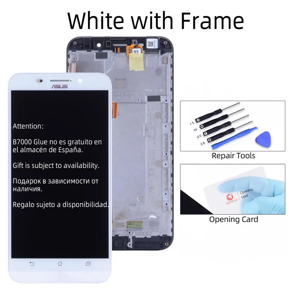 Дисплей для ASUS Zenfone Max ZC550KL LCD в сборе с тачскрином на рамке черный белый - Цвет: with Frame White
