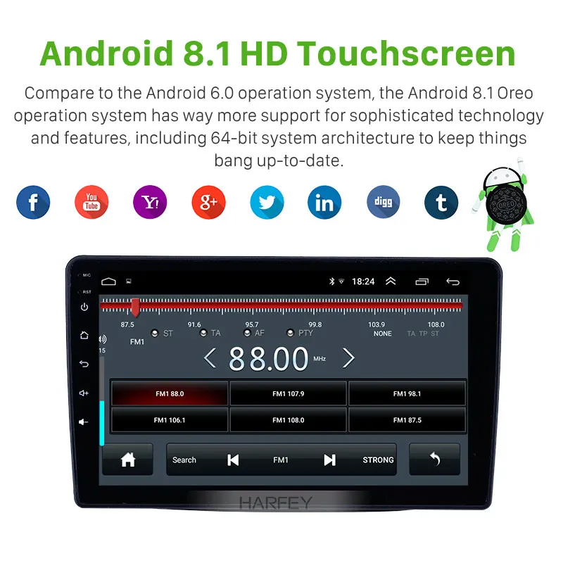 Sale Harfey GPS Navigation Car Radio HD Touchscreen 9 inch Bluetooth for Hyundai Sorento 2013-2014 Android 8.1 support SWC Carplay 1