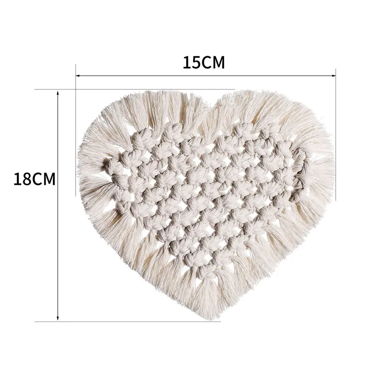 

SEAAN Love Gift Handmade Macrame Coasters Heart Cotton Woven Coaster for Drinks Mugs Coffee Cups High Quality Warm Heart