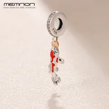 Memnon, красная эмаль, талисманы на удачу, 925 пробы, серебряная подвеска в виде карпа, шарм, подходит для браслетов, ожерелья, сделай сам, ювелирное изделие для женщин, подарок