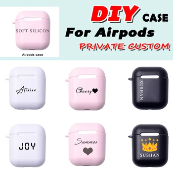 

Custom name logo image Soft Silicon Matte Case For AirPods Case for Bluetooth Wireless Airpod Cover DIY Customized Photo Letters