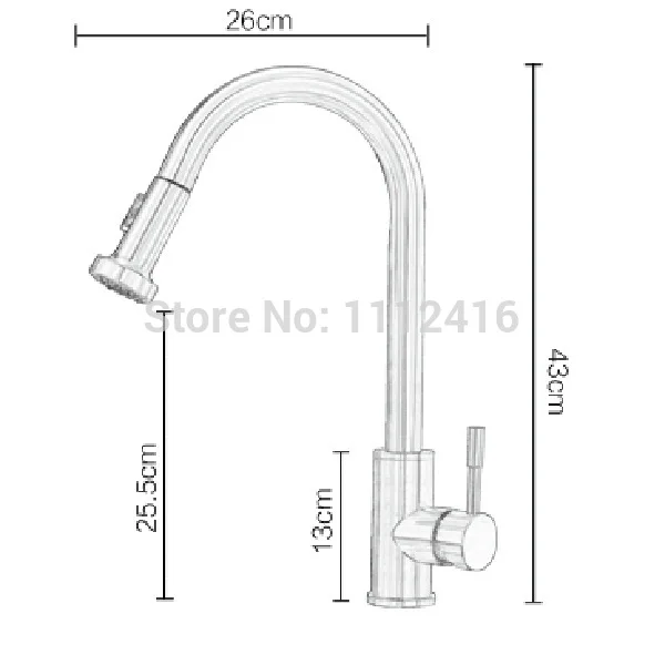 SUS 304 Stainless Steel Extractable Spout Kitchen Faucet Water Sink Mixer