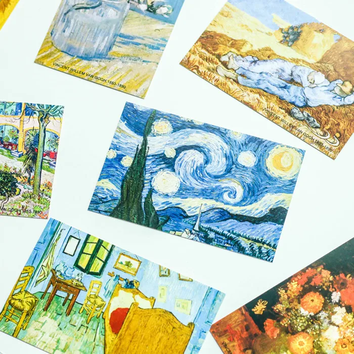 30 Sheets/Set Van Gogh Oil Painting Postcard Vintage Art Paintings Postcards Greeting Message Cards Student Gift Stationery