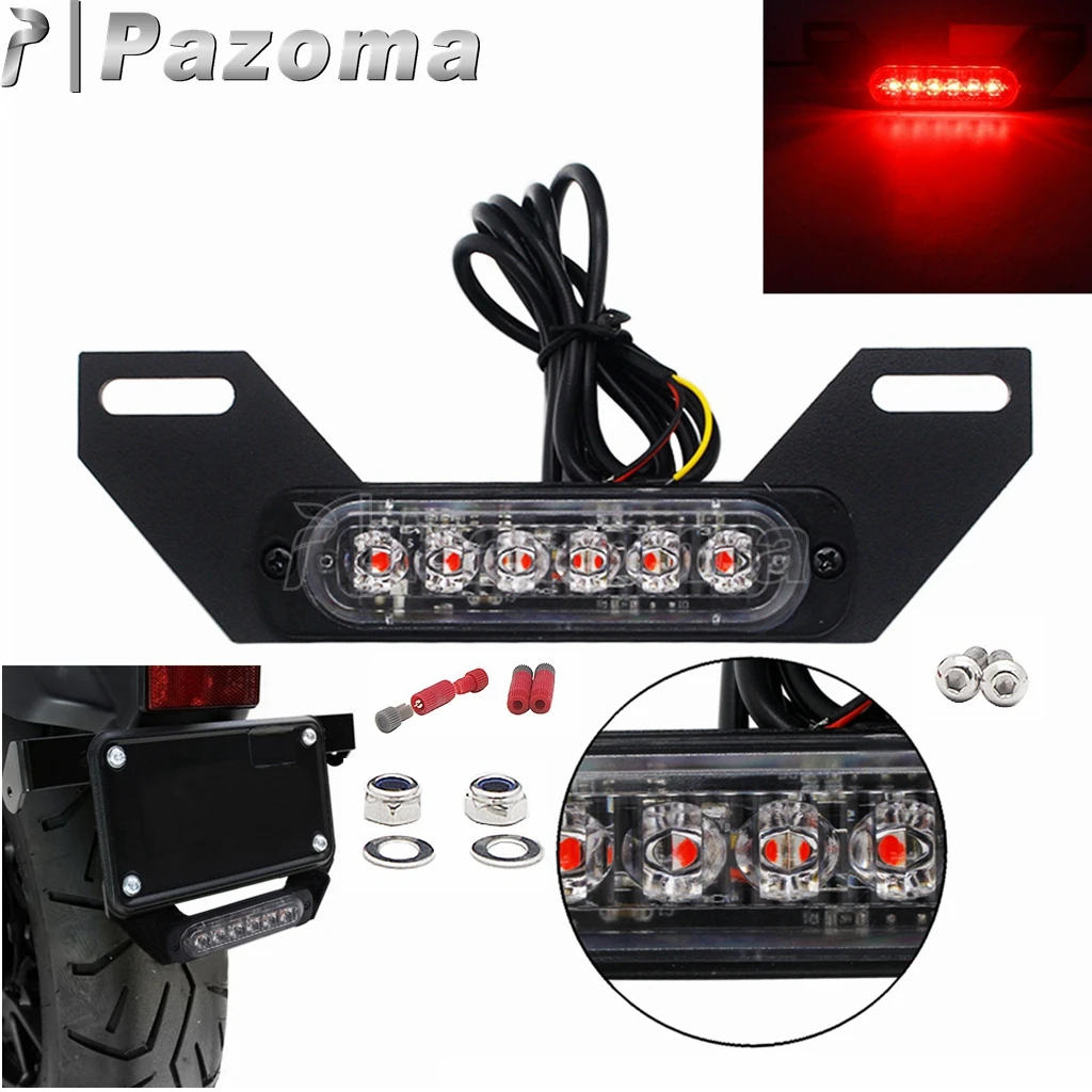 Universal Motorcycle License Plate LED Auxiliary Light Rear Brake Tail Lights for BMW Honda Suzuki Kawasaki Ducati Cafe Racer |