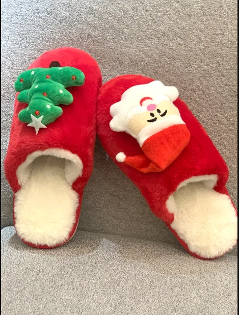 

2020 Santa slippers Christmas tree gift cotton slippers female autumn and winter warm cartoon non-slip wool drag male indoor cou
