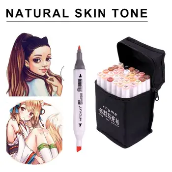 

36 Colors Skin Tone Pens Dual Tip Twin Marker Set, Artist Permanent Sketch Manga Marker Pens