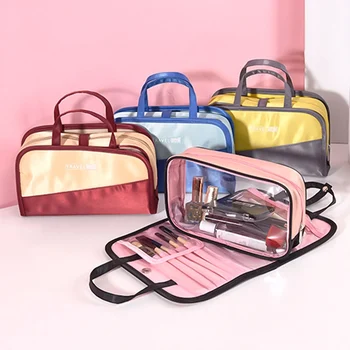 

1 PC Panelled Color Cosmetic Bag Waterproof Multi-function Washing Storage Bag Travel Portable Makeup Case Large Capacity Bag