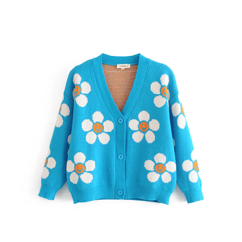 Shopping \u003esmiley face flower cardigan 