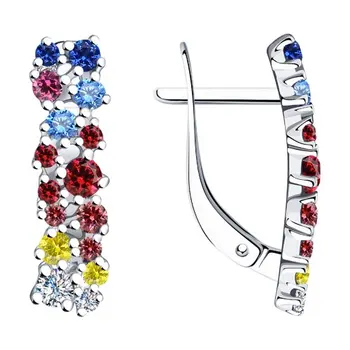 

SOKOLOV drop earrings with stones in silver with cubic zirconia, fashion jewelry, 925, women's/men's, male/female, women's male, long earrings