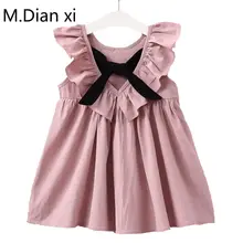 Летняя Новинка; элегантный стиль; Модные женские праздничные платья принцессы с рукавами-крылышками и галстуком-бабочкой; детская одежда; милые костюмы для девочек