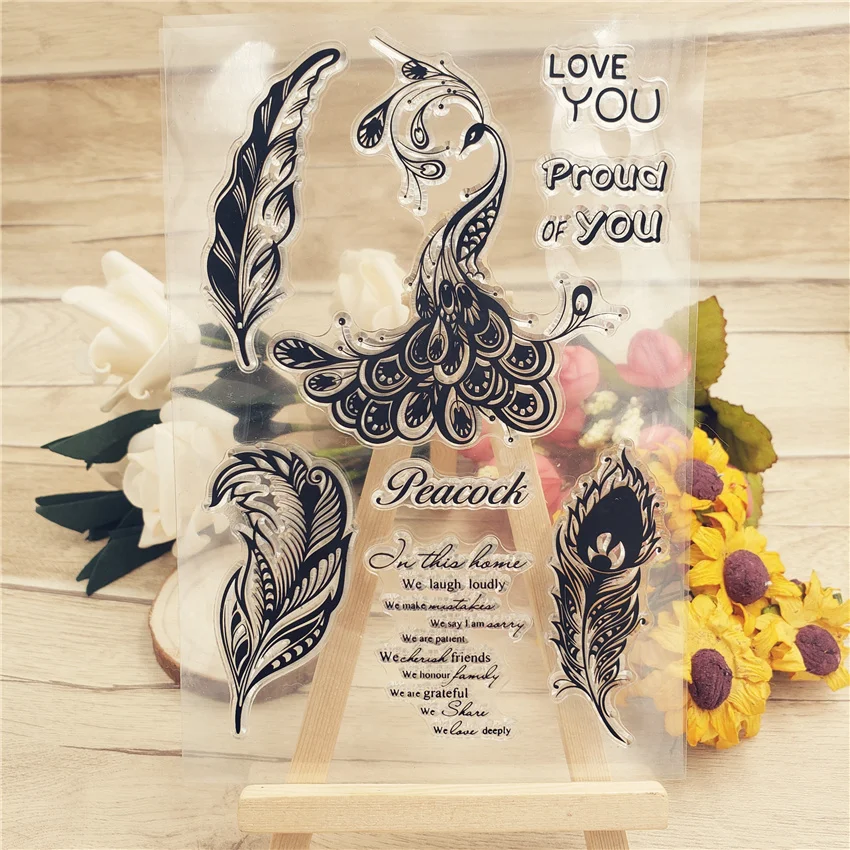 PANFELOU 11*16 Перья павлина прозрачный силиконовый штамп/печать Сделай Сам